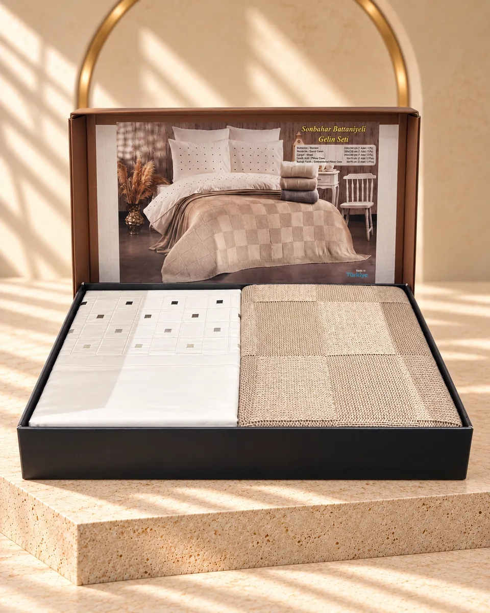 Dream of Lady Braut-Bettwäsche-Set mit Decke · Doppelbett · Sonbahar · Beige · Beige · 1133