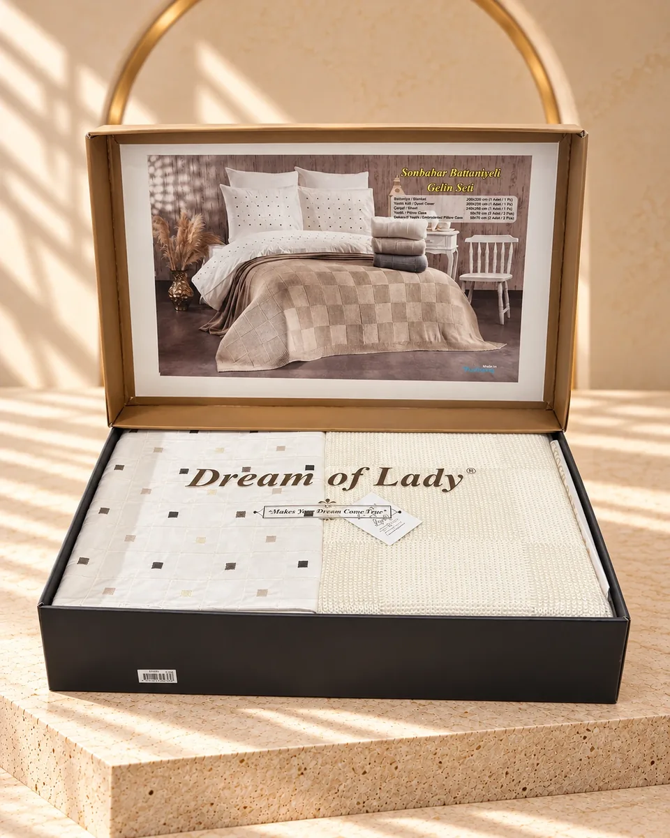 Dream of Lady Braut-Bettwäsche-Set mit Decke · Doppelbett · Sonbahar · Creme · Creme · 1133