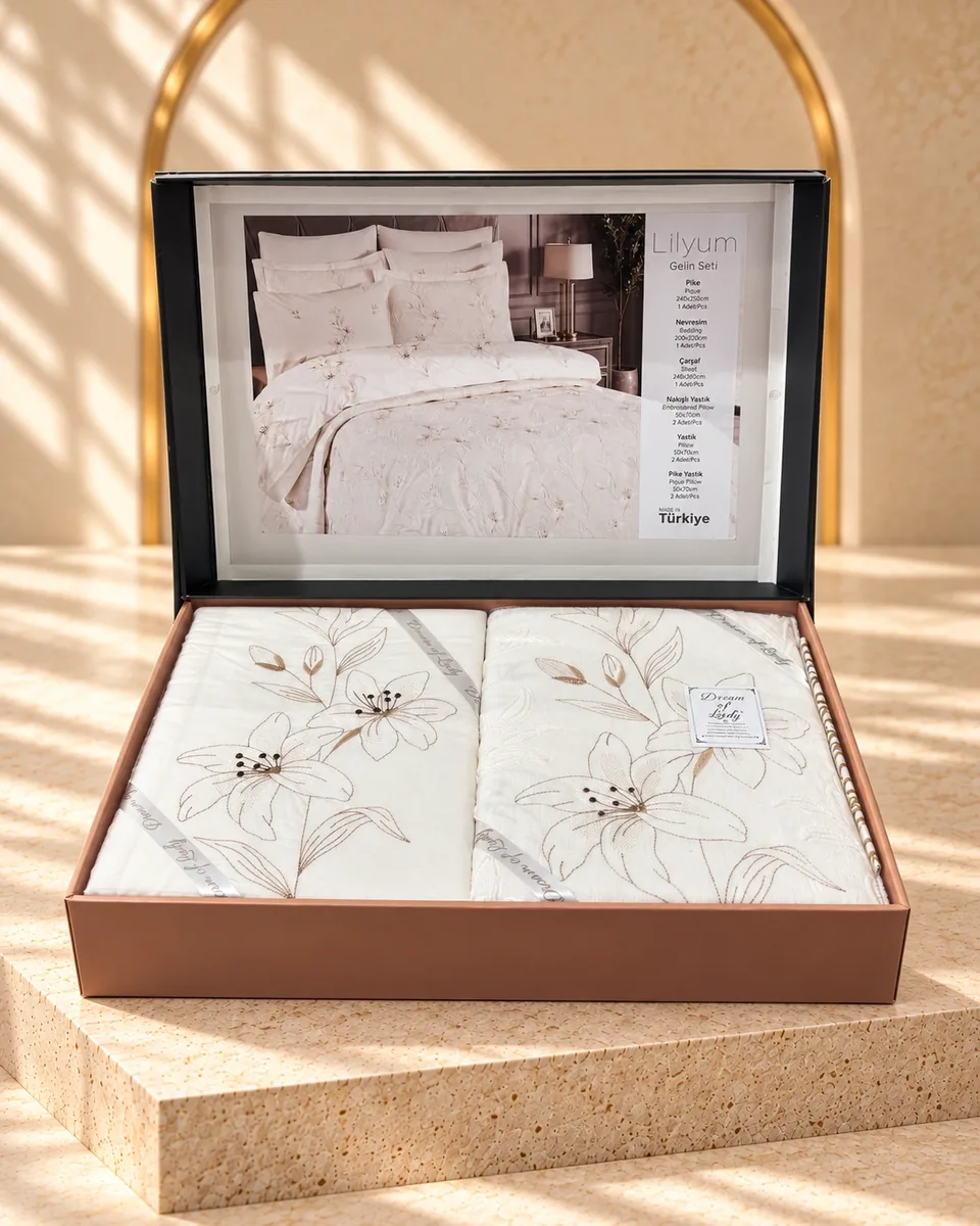 Dream of Lady طقم مفروشات العروس · مقاس مزدوج · Lilyum · كريمي · كريمي · 1138