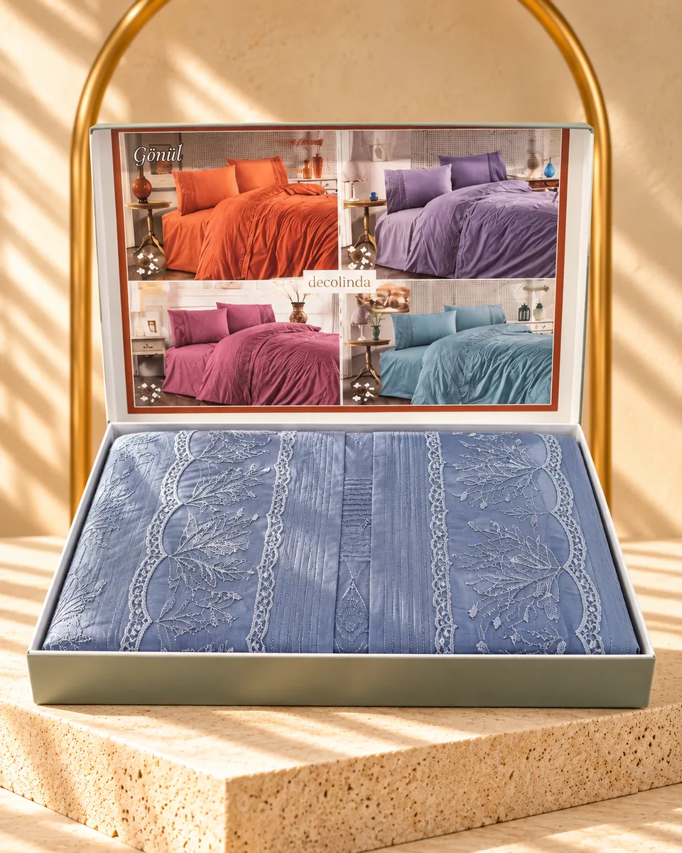 Decolinda / Duruca طقم غطاء لحاف · مزدوج · Gönül · نيلي · نيلي · 5480