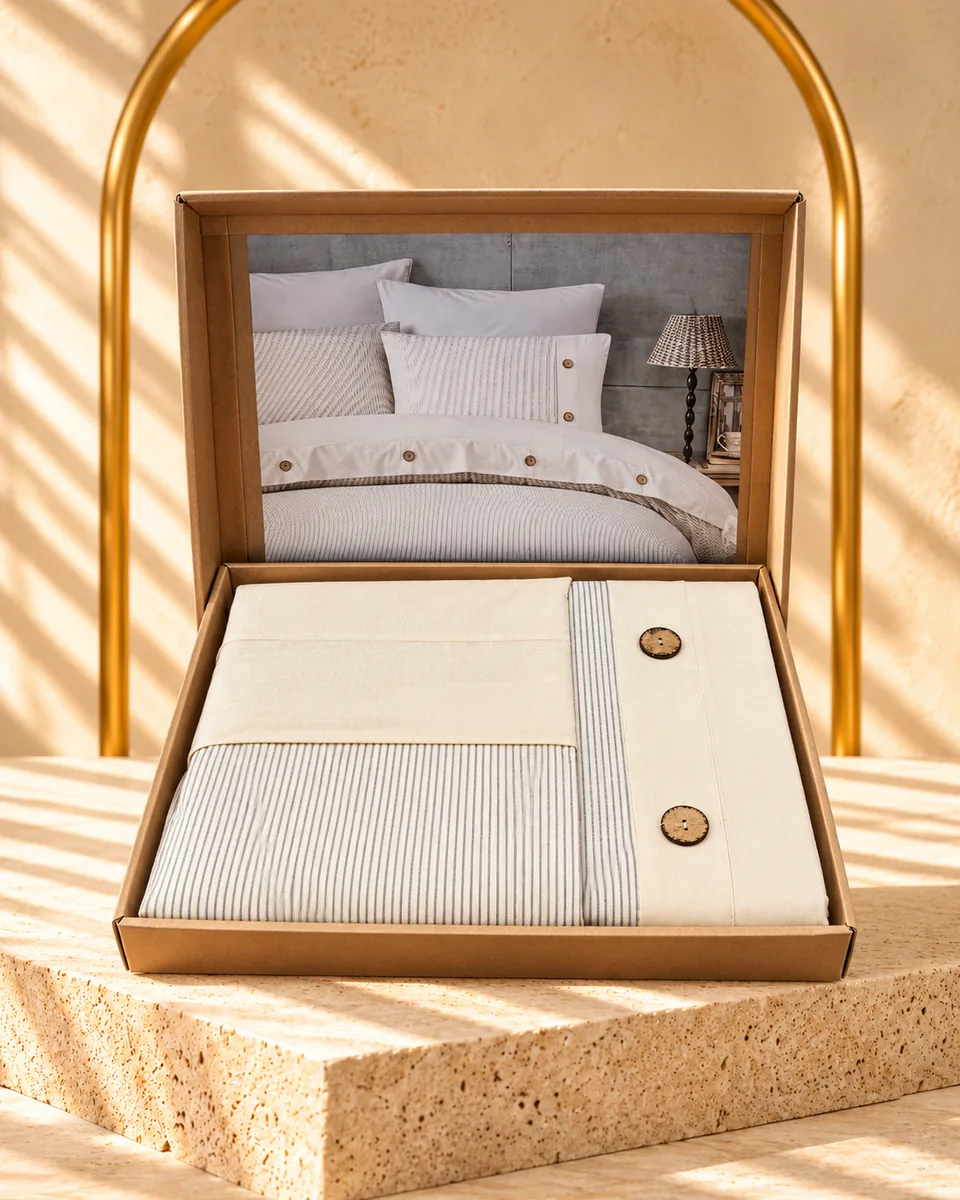 Naturel Bettwäsche-Set · Doppelbett · Naturel 04 · Grau · 5759