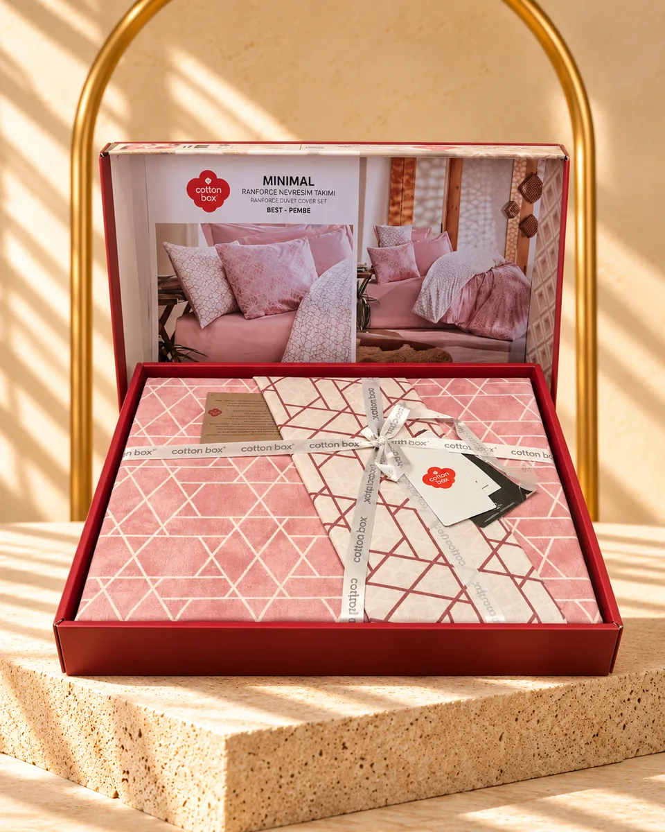 Cotton Box طقم لحاف بشرشف مطاطي · مزدوج · Minimal Best · وردي · 6116