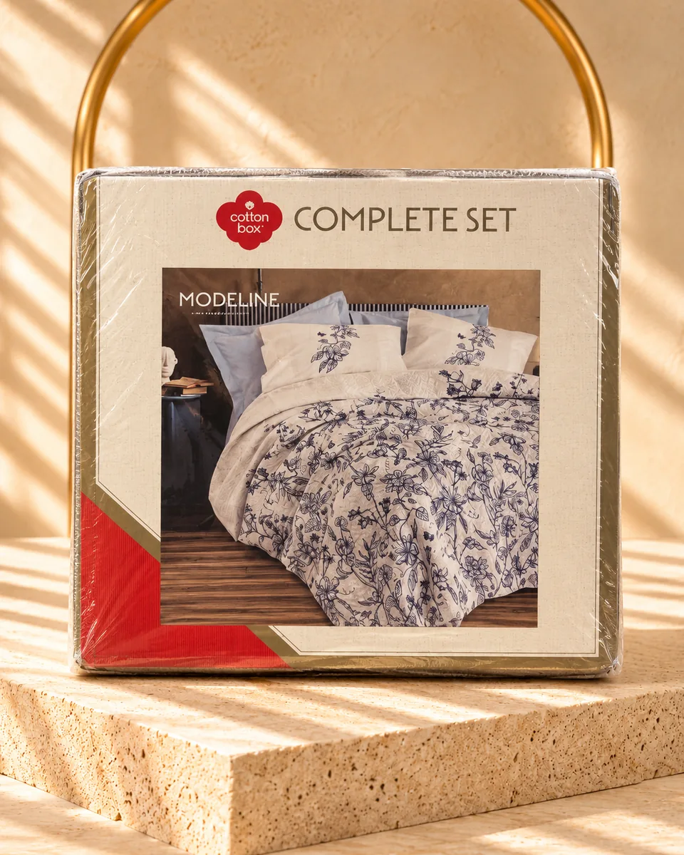 Cotton Box Gestepptes Komplettset · Einzelbett · Modeline Linora · Blau · 6172
