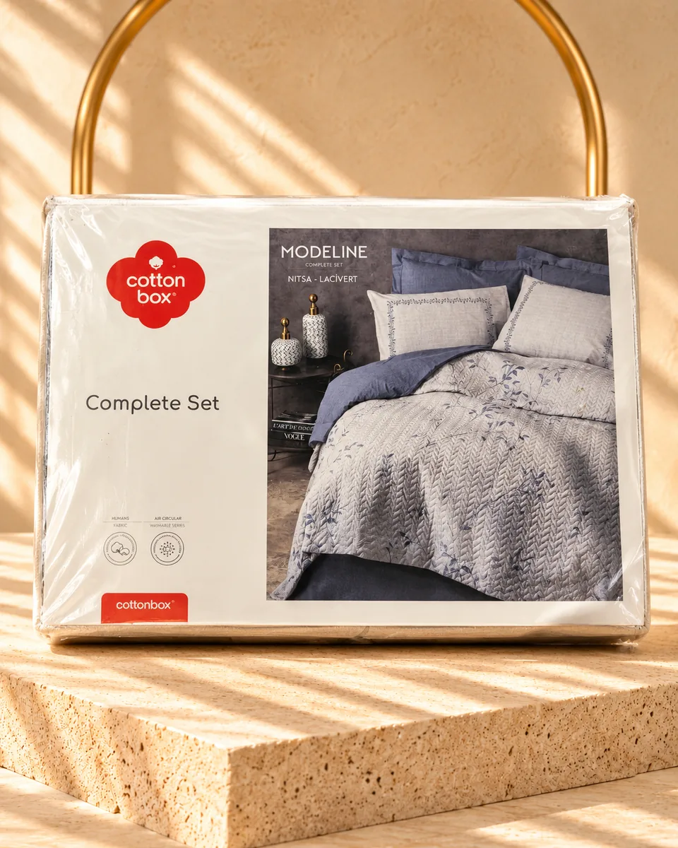 Cotton Box Πλήρες καπιτονέ σετ · Διπλό · Modeline Nitsa · Σκούρο μπλε · 6173