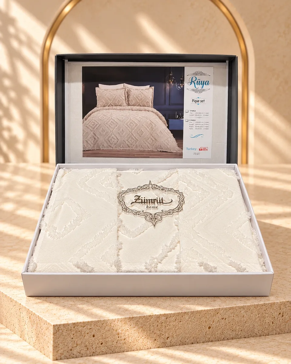 Zümrüt Home طقم غطاء سرير · مقاس مزدوج · Rüya · عاجي · عاجي · 1038