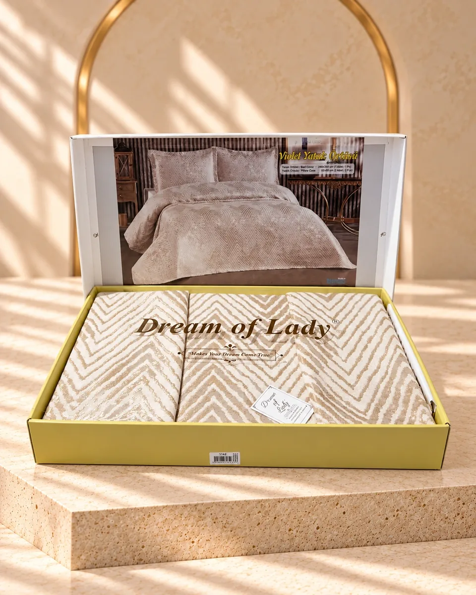 Dream of Lady طقم غطاء سرير · مقاس مزدوج · Violet · بيج · بيج · 1142