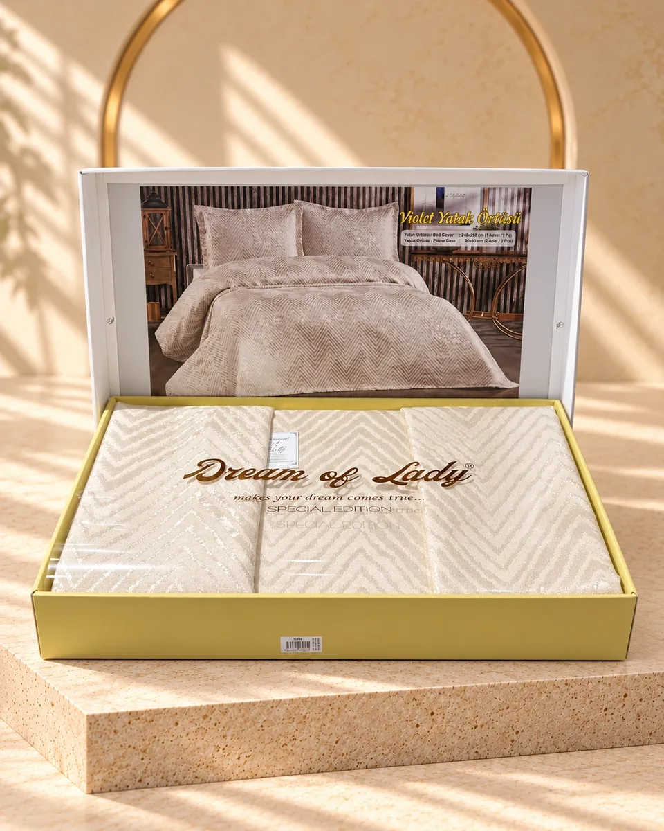 Dream of Lady طقم غطاء سرير · مقاس مزدوج · Violet · كريمي · كريمي · 1142