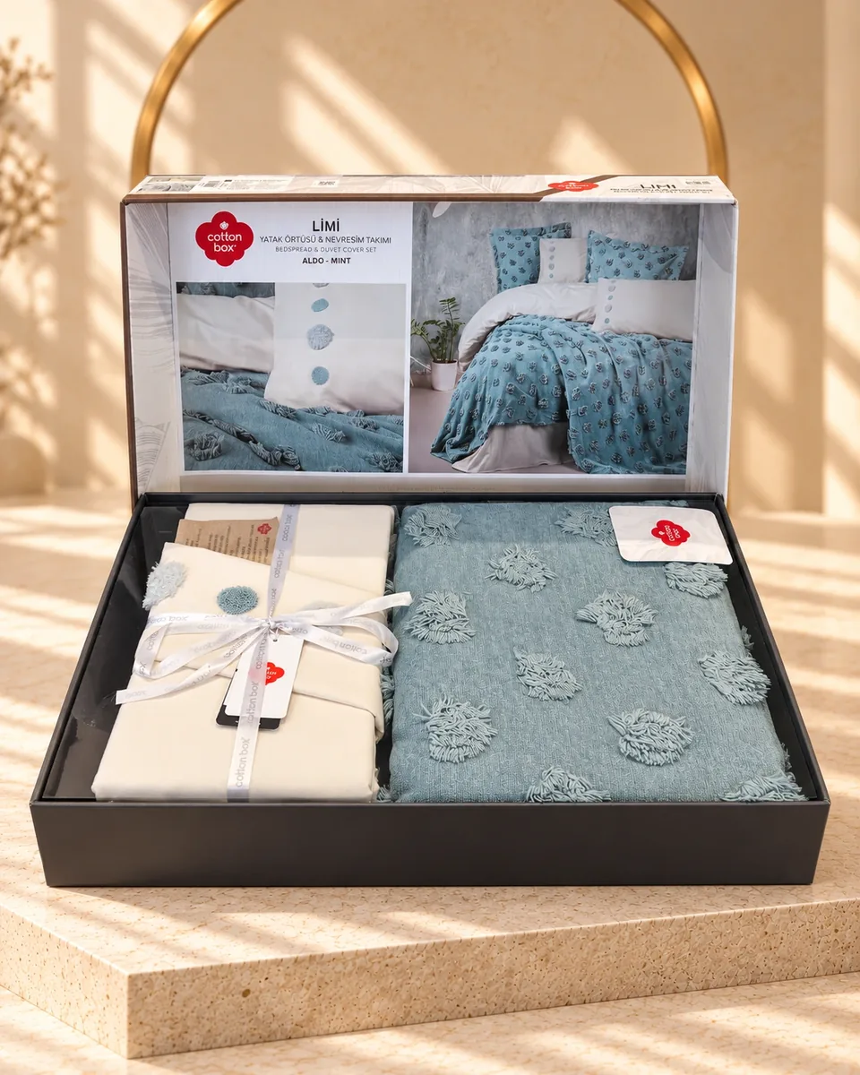 Cotton Box طقم غطاء سرير وغطاء لحاف · مقاس فردي · Limi Aldo · نعناعي · نعناعي · 1293
