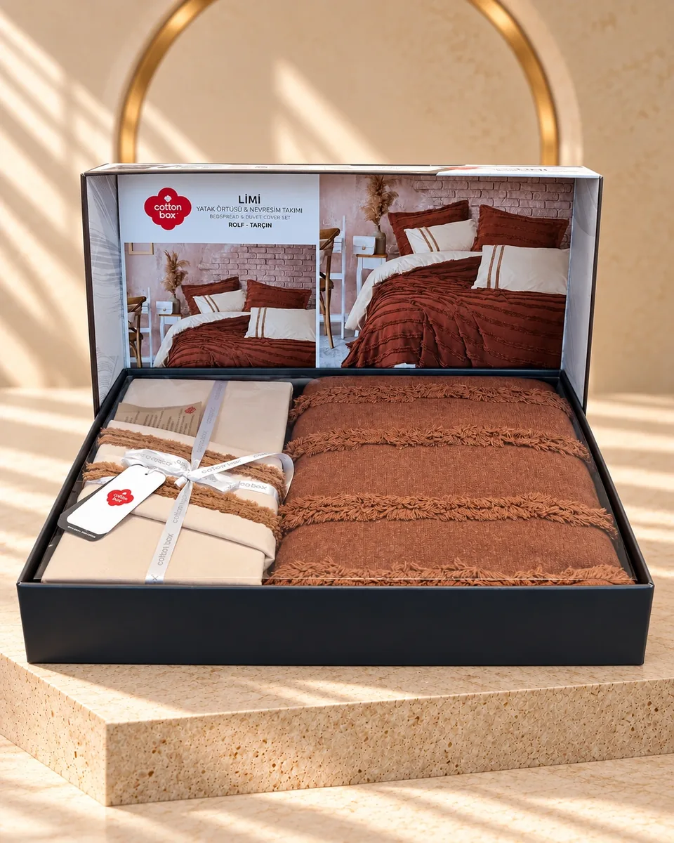 Cotton Box طقم غطاء سرير وغطاء لحاف · مقاس فردي · Limi Rolf · قرفة · قرفة · 1293