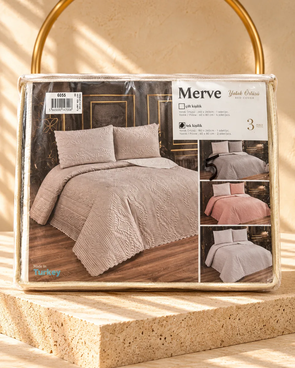 Merve غطاء سرير · مفرد · Merve · حجري · حجري · 6055