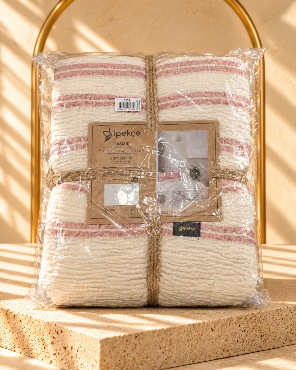 İpekçe غطاء سرير موسلين · مزدوج · Jasmin · كريمي / وردي · 6152